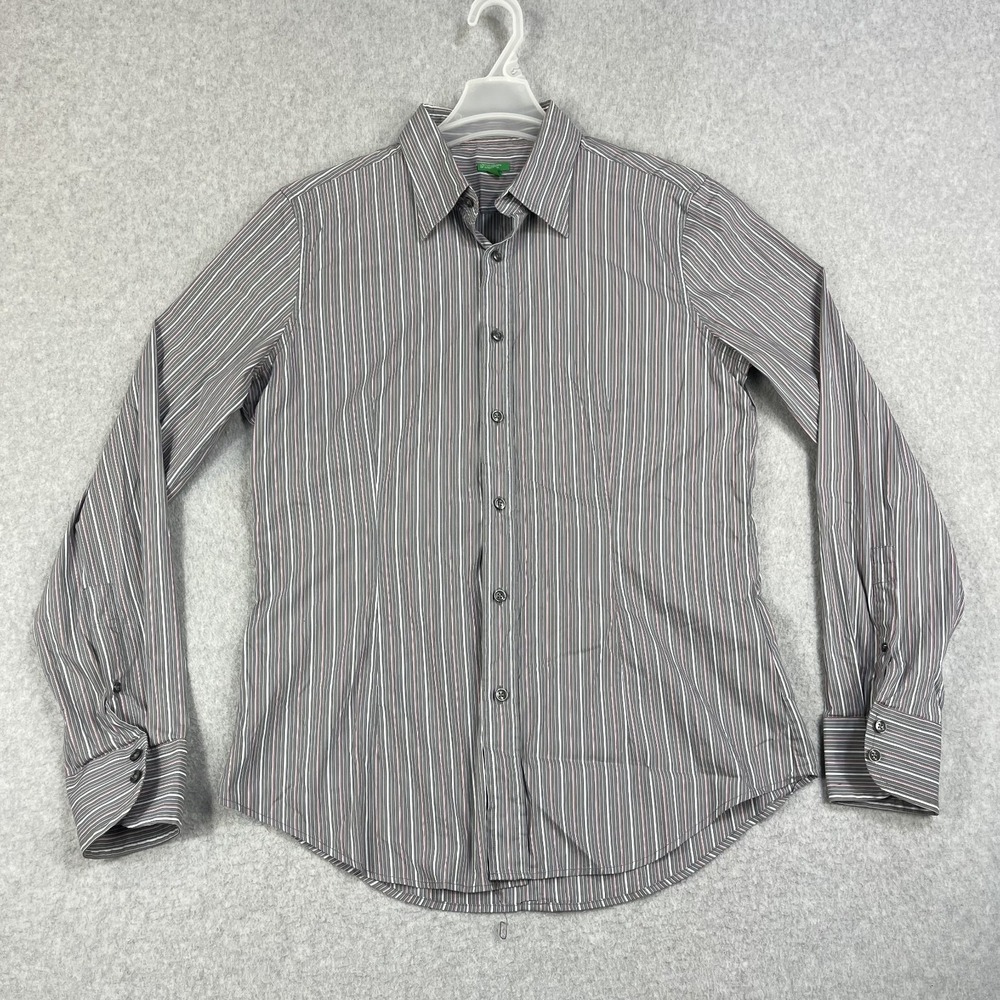 United Colors of Benetton Mens XL Striped Dress Shirt Long Sleeve Button Up